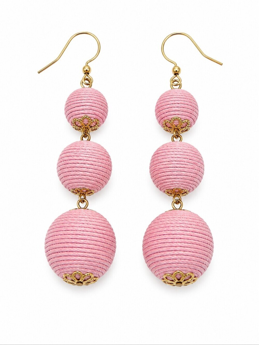 3/$30 Pink Thread Ball Drop Statement Dangle Hook Earrings